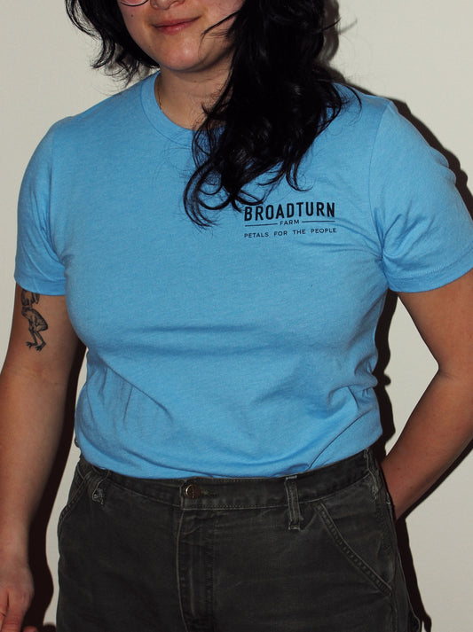 Broadturn Farm T-Shirt: Carolina Blue with Floral Print