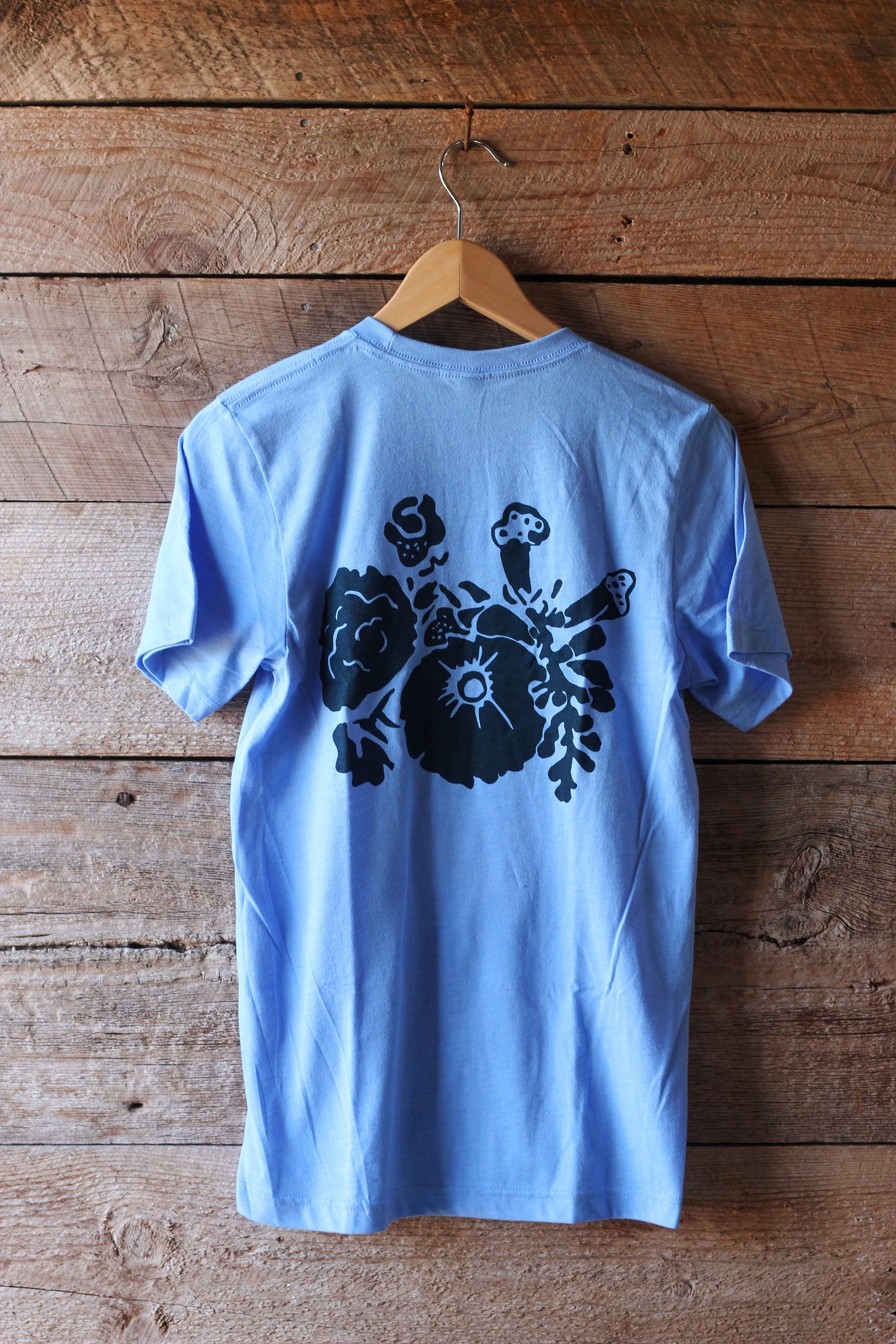 Broadturn Farm T-Shirt: Carolina Blue with Floral Print