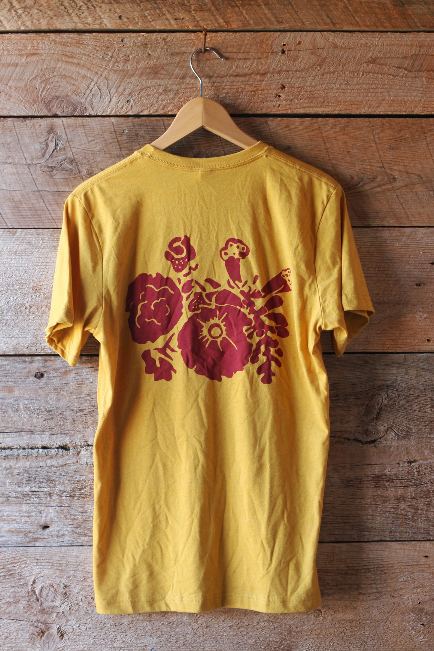 Broadturn Farm T-Shirt: Mustard with Floral Print